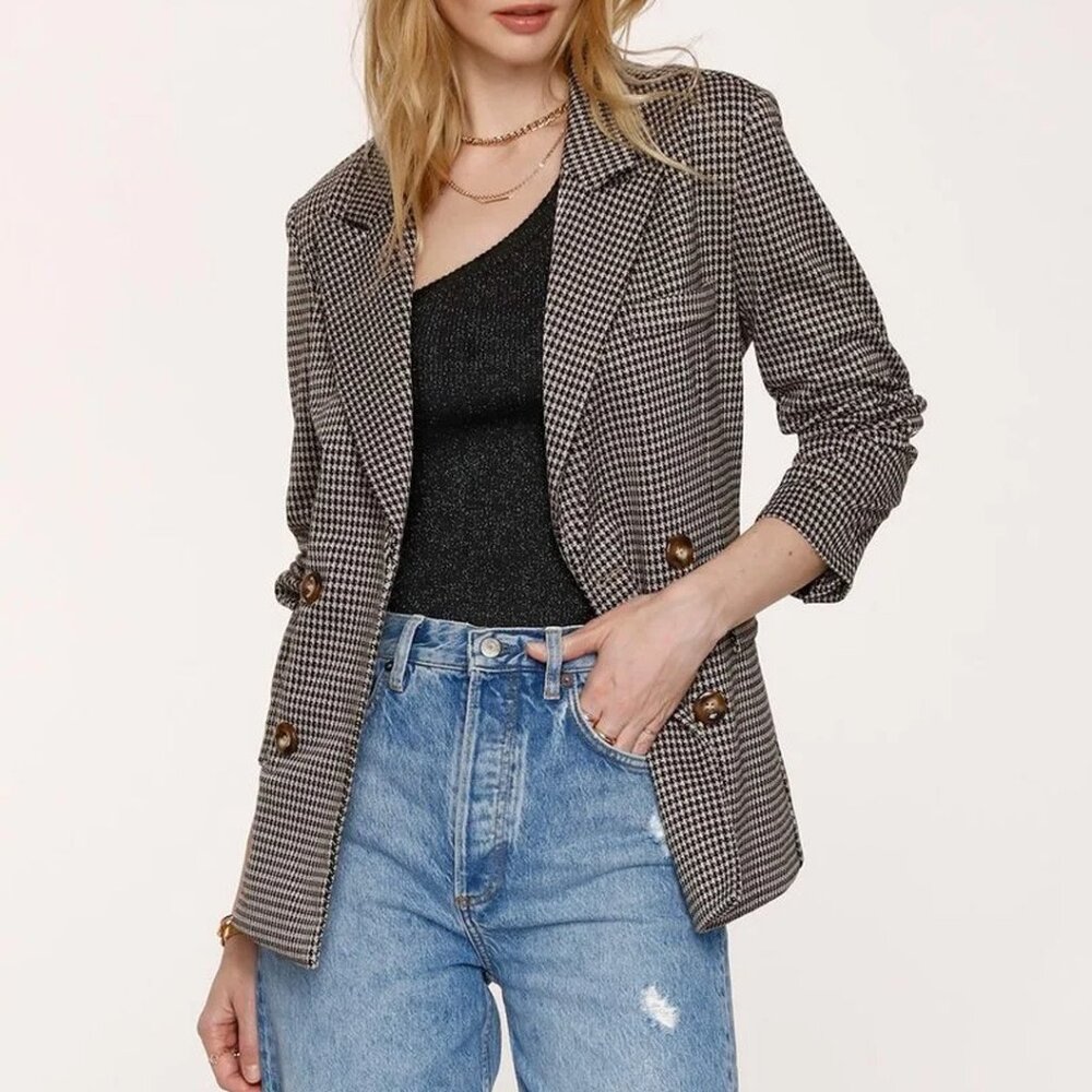 Heartloom Betsie Double-Breasted Houndstooth Blazer